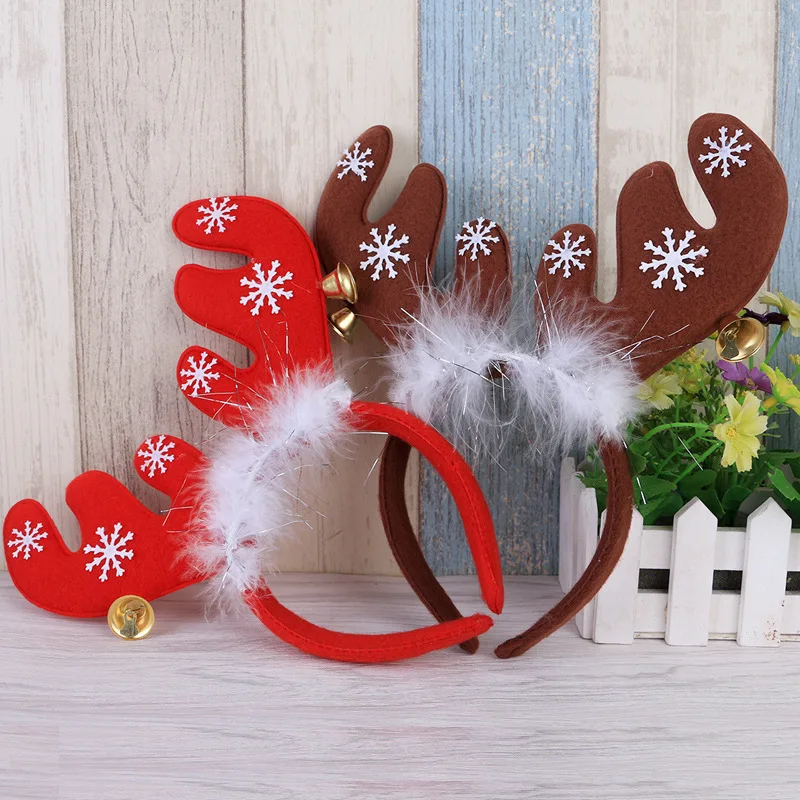 

2017 Christmas Day Cute Antlers Headband Adult Snowflake Gift Hair Hoop Santa Claus Children Headdress Party Accessories SD010
