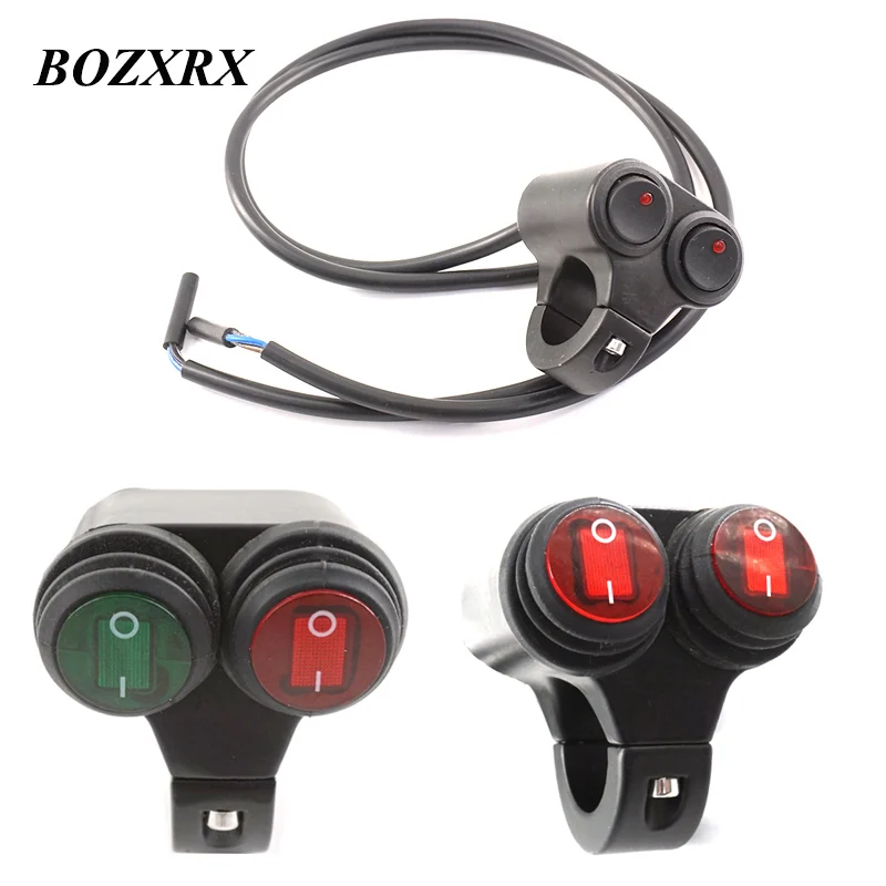

BOZXRX 1Pc 7/8" Motorcycle ATV Handlebar Double Control Switch Button Motorbike Headlight Hazard Brake Fog Light ON OFF Switches