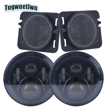 

lada 4x4 7inch led lights Round LED Headlights Car Led Fender Flares Lights turn signal side lamp for Jeep Wrangler JK 2007-2015