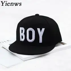 Yienws дети Бейсбол Кепки прямые поля полная Snapback Кепки для мальчиков Gorras Планас хип-хоп Кепки молодежи черный Кепки YIC628