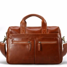 Мужской Модный деловой портфель, натуральный воск, кожаные сумки через плечо, сумки на плечо для 1" ноутбука, высокое качество, сумки-мессенджеры