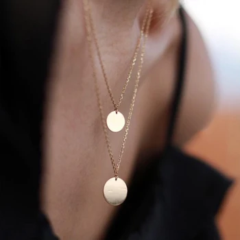 

Coins Necklace Handmade Gold Filled Disk Choker 16mm Pendants Collier Femme Kolye Collares Jewelry Boho Necklace For Women