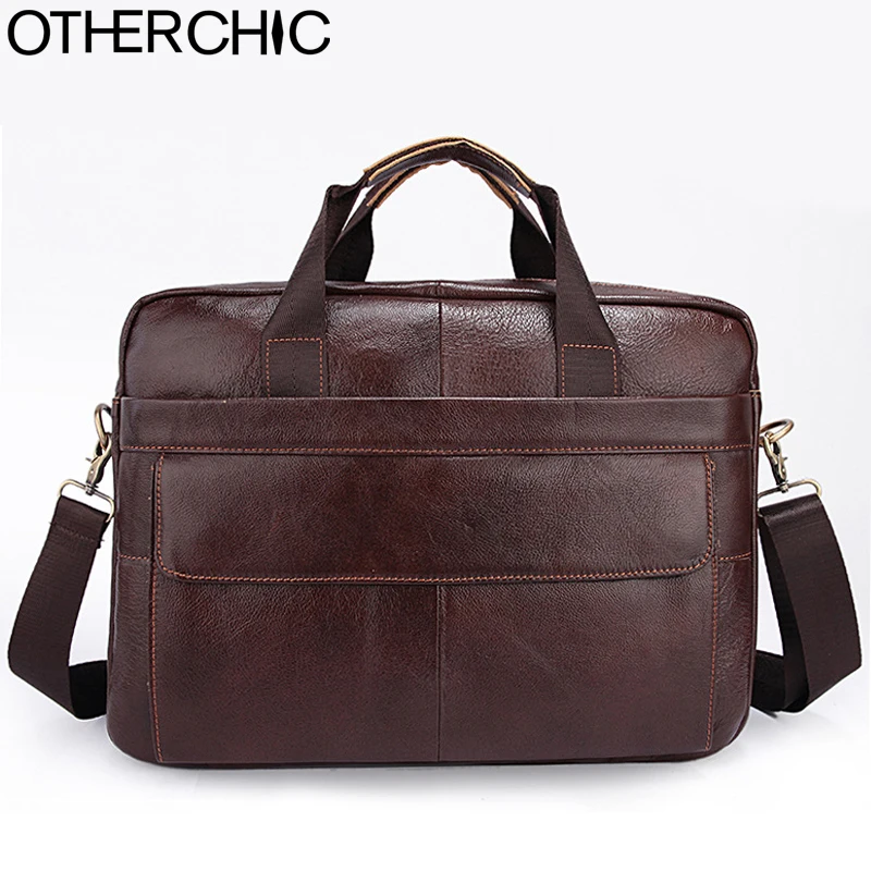 

OTHERCHIC Portfolios Men Genuine Leather Brand Briefcase 14" Laptop Business Messenger Bag Crossbody Men Lawyer Handbags 7N06-30