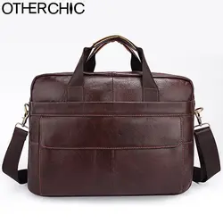 OTHERCHIC портфели Для мужчин из натуральной кожи бренд Портфели 14 "ноутбук Бизнес Сумка Crossbody Для мужчин адвокат Сумки 7N06-30