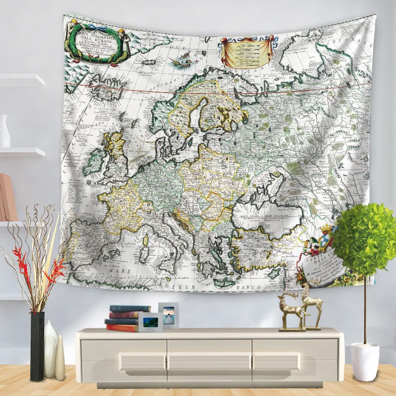 Hongbo в скандинавском стиле, винтажная карта мира, гобелен, настенное пляжное полотенце из полиэстера, тонкое одеяло, коврик-шарф для йоги
