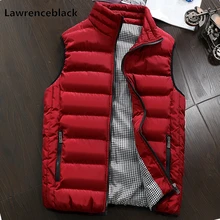 Lawrenceblack, мужской жилет без рукавов, зимний ультралегкий хлопковый жилет, Женский Повседневный жилет без рукавов, красный жилет, 959