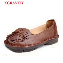 XGRAVITY/уникальные дизайнерские женские туфли на плоской подошве; сезон весна-осень; этнические стильные женские туфли на плоской подошве в китайском стиле; мягкая обувь ручной работы из натуральной кожи