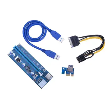 

60cm USB 3.0 Cable PCI-e 1x to 16x Riser Card Graphics Extension Cable SATA to 8 Pin Power Cable for Bitcoin Mining Machine