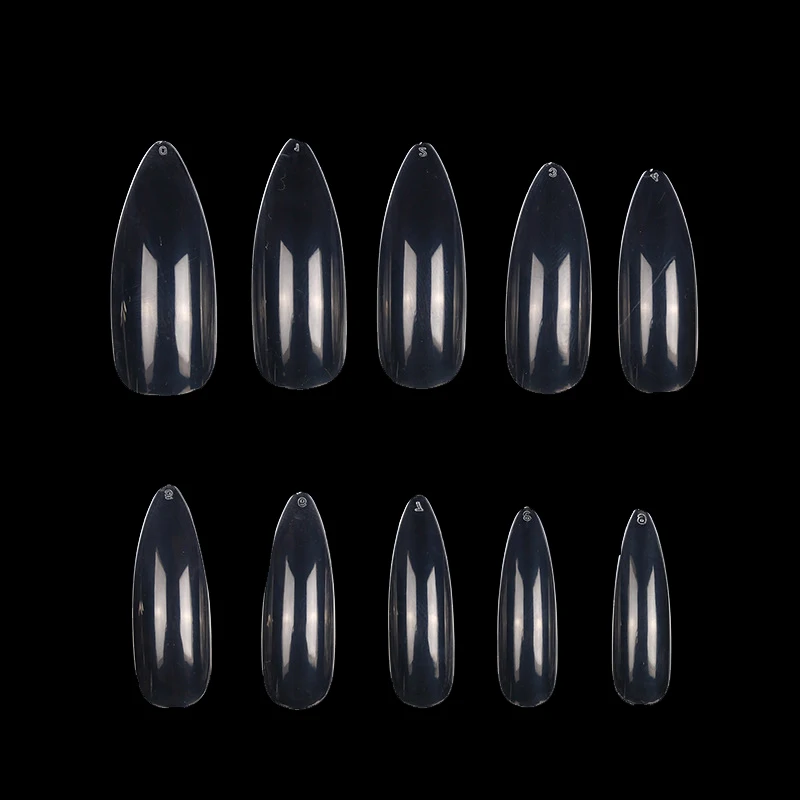 500 шт шпильки для дизайна ногтей белые/прозрачные/Натуральные Искусственные накладные ногти полное покрытие плоская форма маникюрный салон накладные ногти - Цвет: Прозрачный