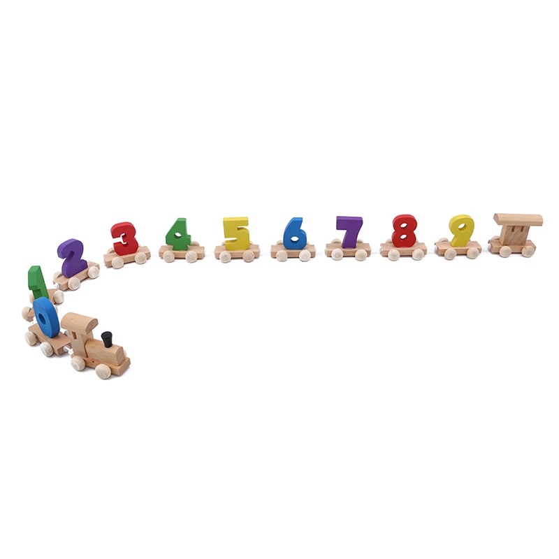 Мини деревянная игрушка паровоз цифровой 0-9 Фигурки игрушки Железная дорога собрать модель для раннего обучения детей игрушки для детей