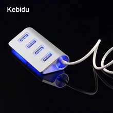 Kebidu высокая скорость мини 4 порта синий светодиодный светильник usb-хаб сплиттер алюминиевый мощность для Apple Mac Macbook ноутбук Настольный ПК компьютер