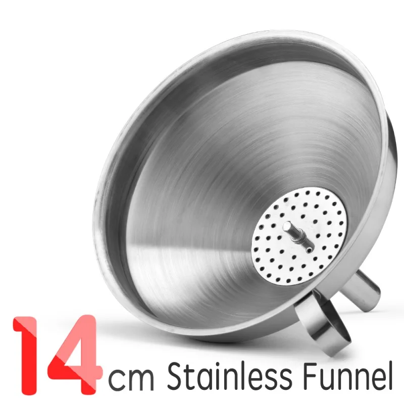 Durable Funnel Stainless Steel Kitchen Oil Honey with Detachable Strainer/Filter Canning Liquid Powder Funnel Removable