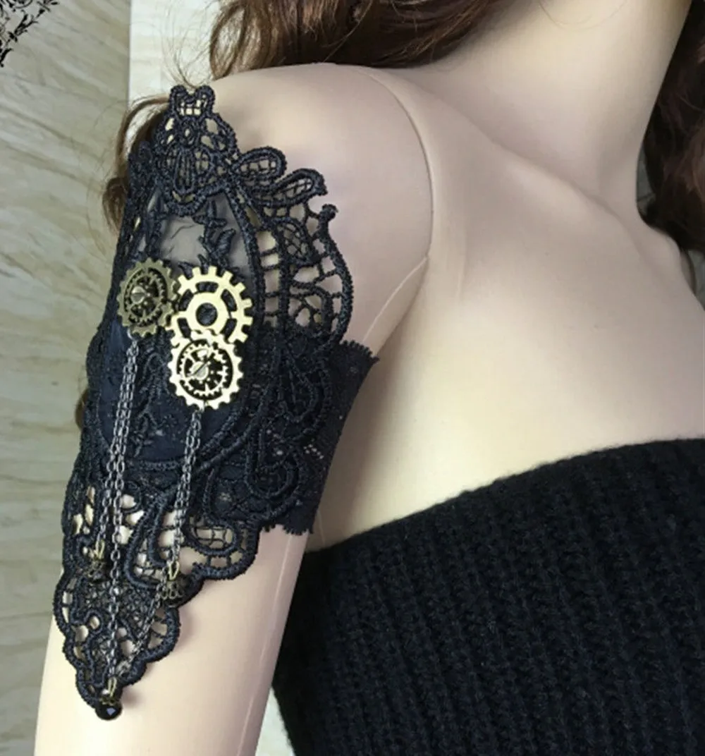 1 шт винтажный женский стимпанк Шестерня Черная Кружевная повязка на руку браслет на руку манжета