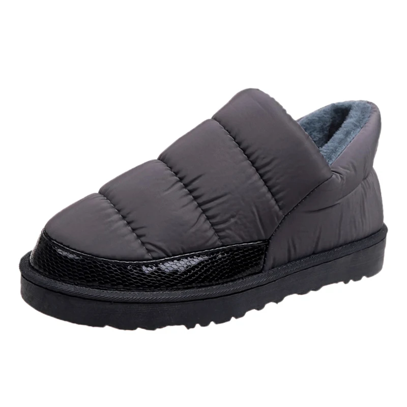 Зимние теплые водонепроницаемые ботинки на платформе с мехом внутри; повседневная обувь на толстой мягкой подошве; женские нескользящие ботильоны; XWM264 - Цвет: grey