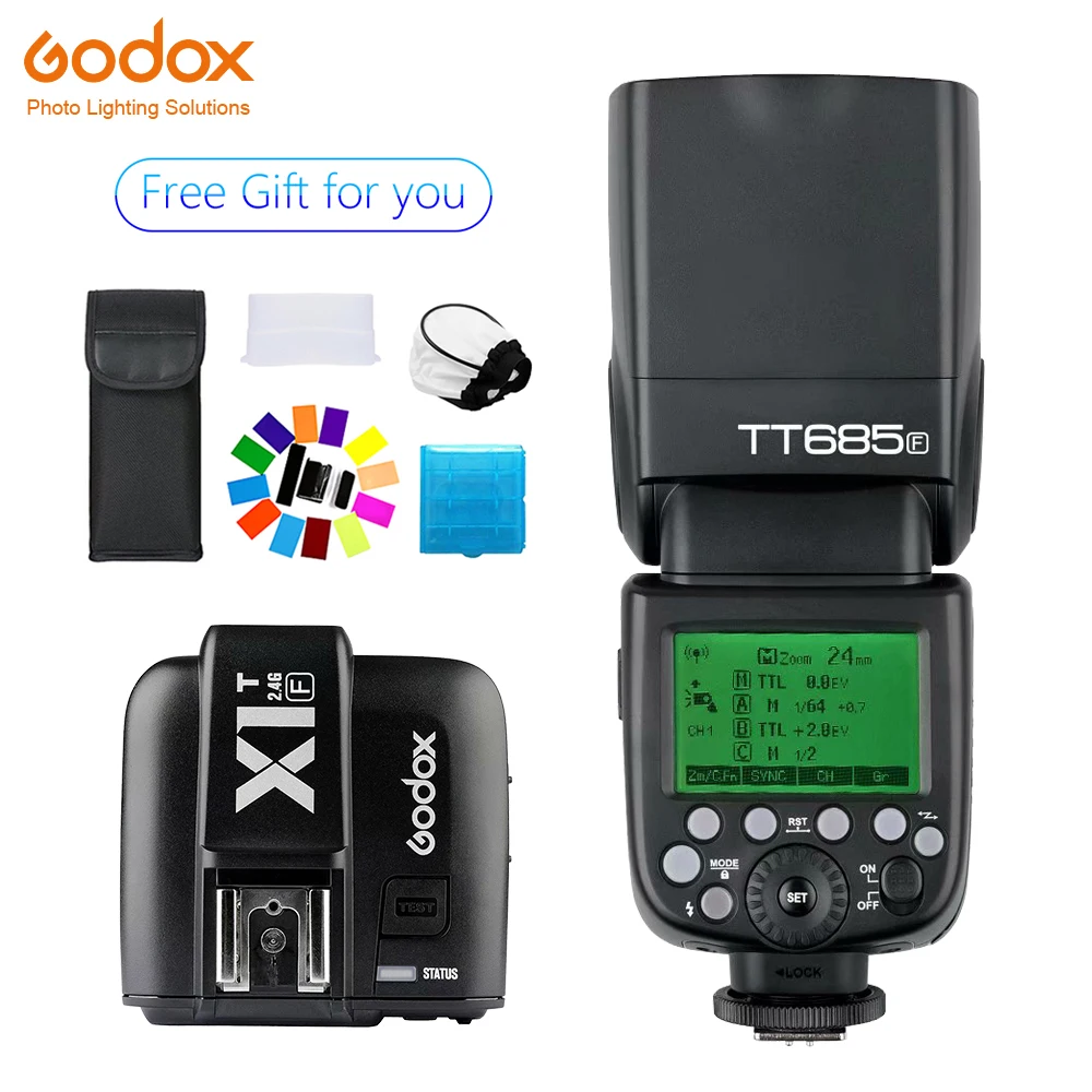 

Godox TT685 TT685F Speedlite Flash Wireless TTL+X1T-F Transmitter Wireless Flash Trigge for Fujifilm Camera X-Pro2/X-T20 /X-T1/X