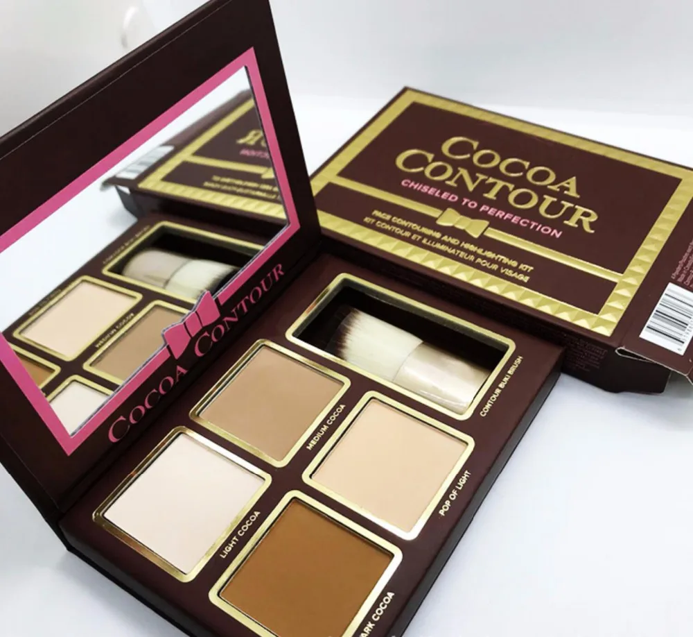 

Free shipping Makeup 4 Colors Cocoa Highlighter Palette Powder Face Corrector Contour Glow Kit