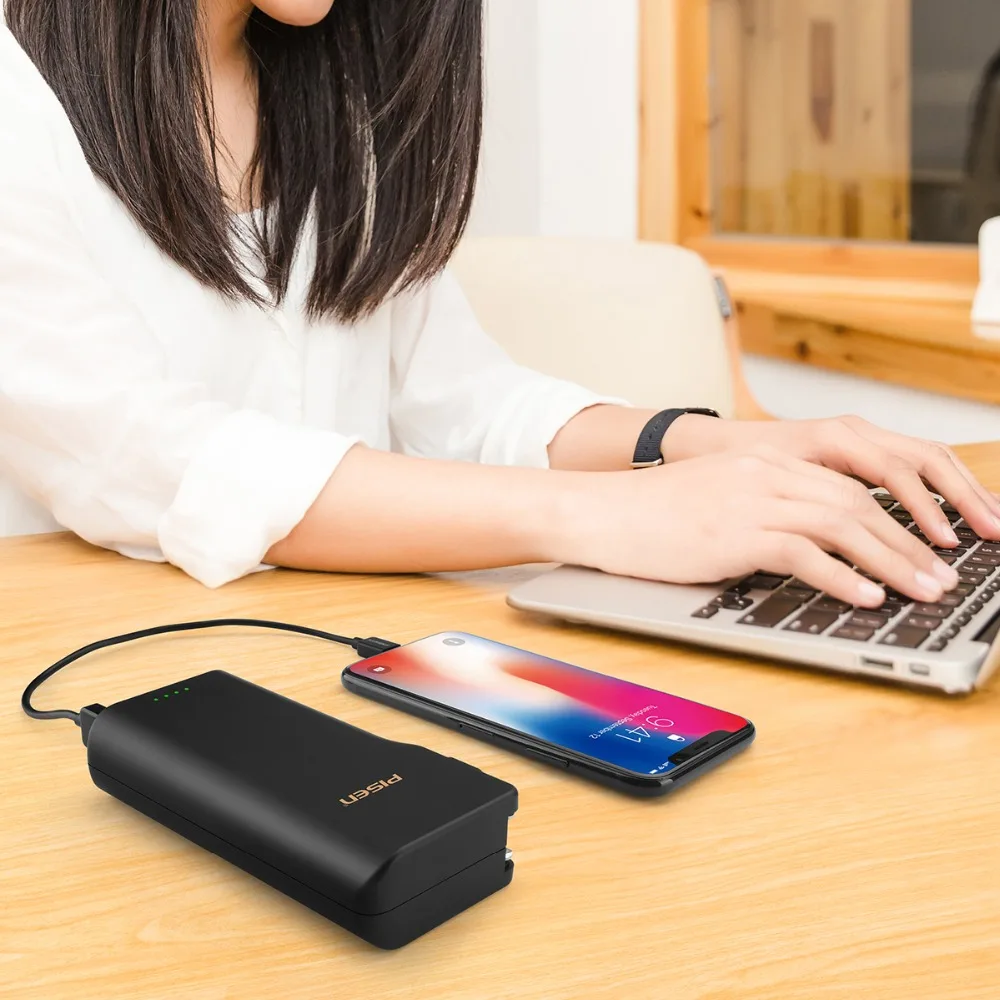 PISEN Мощность банк Портативный Смарт USB Зарядное устройство 10000mAh 2 в 1 AC штекер