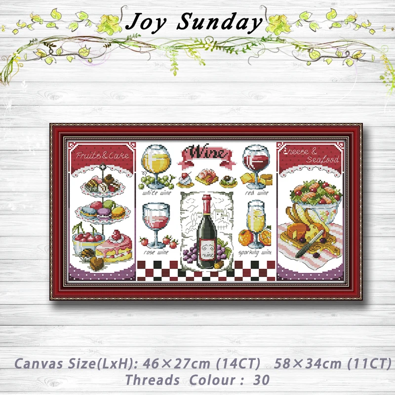 

Red wine and desserts Patterns 14CT11CT Counted Cross Stitch Sets embroidery set Needlework kit chinese cross stitch Home decor