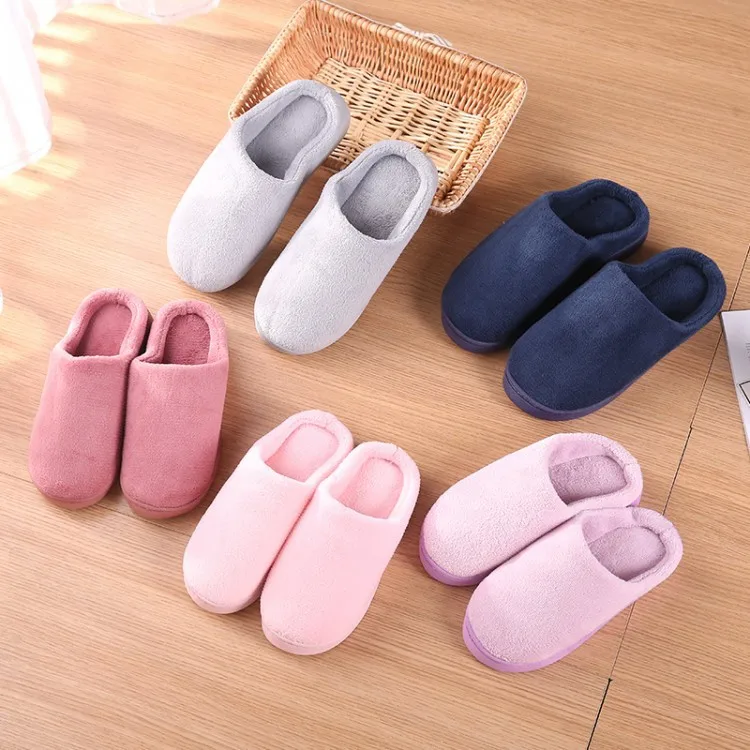 

Cotton slippers male 2018 new couple indoor non-slip home warm slippers home cotton shoes plus velvet slippers