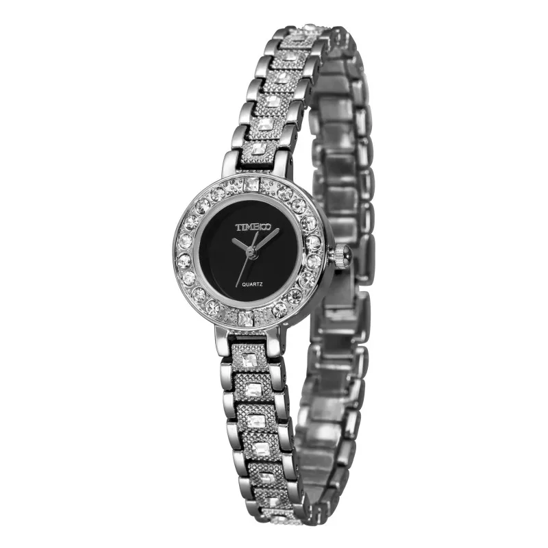 Time100 роскошные модные часы женские кварцевые часы золотой серебряный браслет сплава украшения застежка вседневные часы W50145L - Цвет: Черный