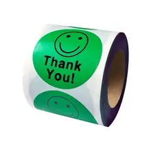 Thank You Smiley Face Happy Stickers 1,000 Adhesive Labels Per Roll (green) as promotional label or package label Stationery Sticker