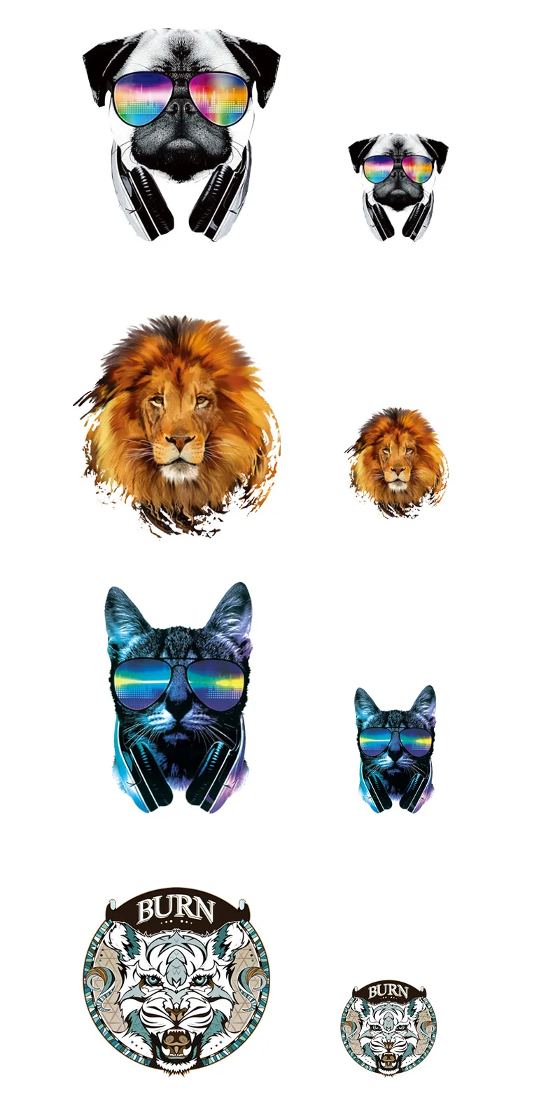 2 Pieces Lion Patches Dog Tiger Iron On Transfer A-level Washable Household DIY Stickers Patch Decoration Gift for Girl Boy 1