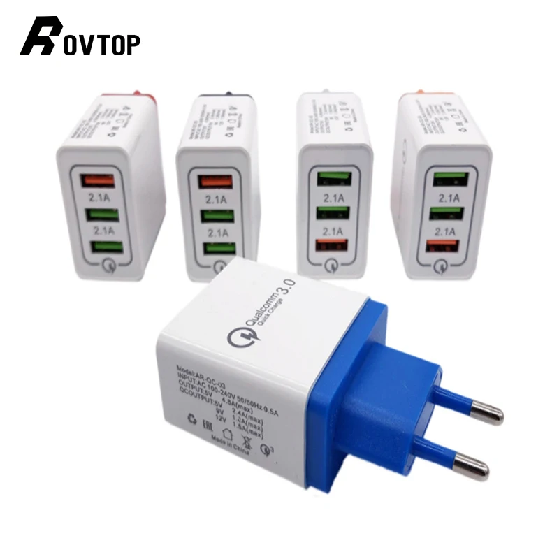 

Rovtop QC 3.0 18W USB Quick Charge 3.0 5V 3A Mobile Phone Charger Charging Fast Charger Charging for Iphone EU US Plug Sumsung