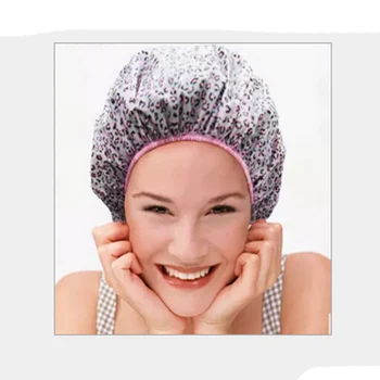 

New Arrival Leopard Bathing Shower Cap Bonnet De Douche Pour Cheveux Waterproof Satin Shampoo