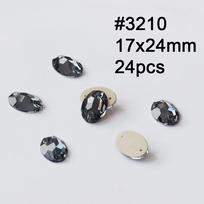 Crystal Black Diamond K9 Sew on Mirror Strass Rivoli Drop Square Cosmic Rhinestones DIY Dress Design Garment Accessories - Цвет: Oval 17X24mm 24pcs