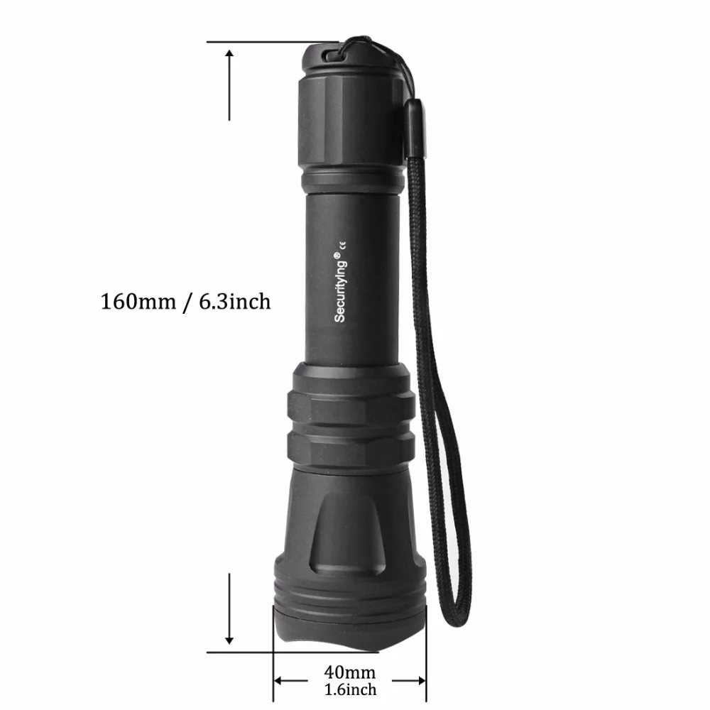 

High Quality Waterproof  SecurityIng Hunting Flashlight XM-L2 U4 650LM 5 Modes White Led ZoomableTorch + 1 x 18650 Battery