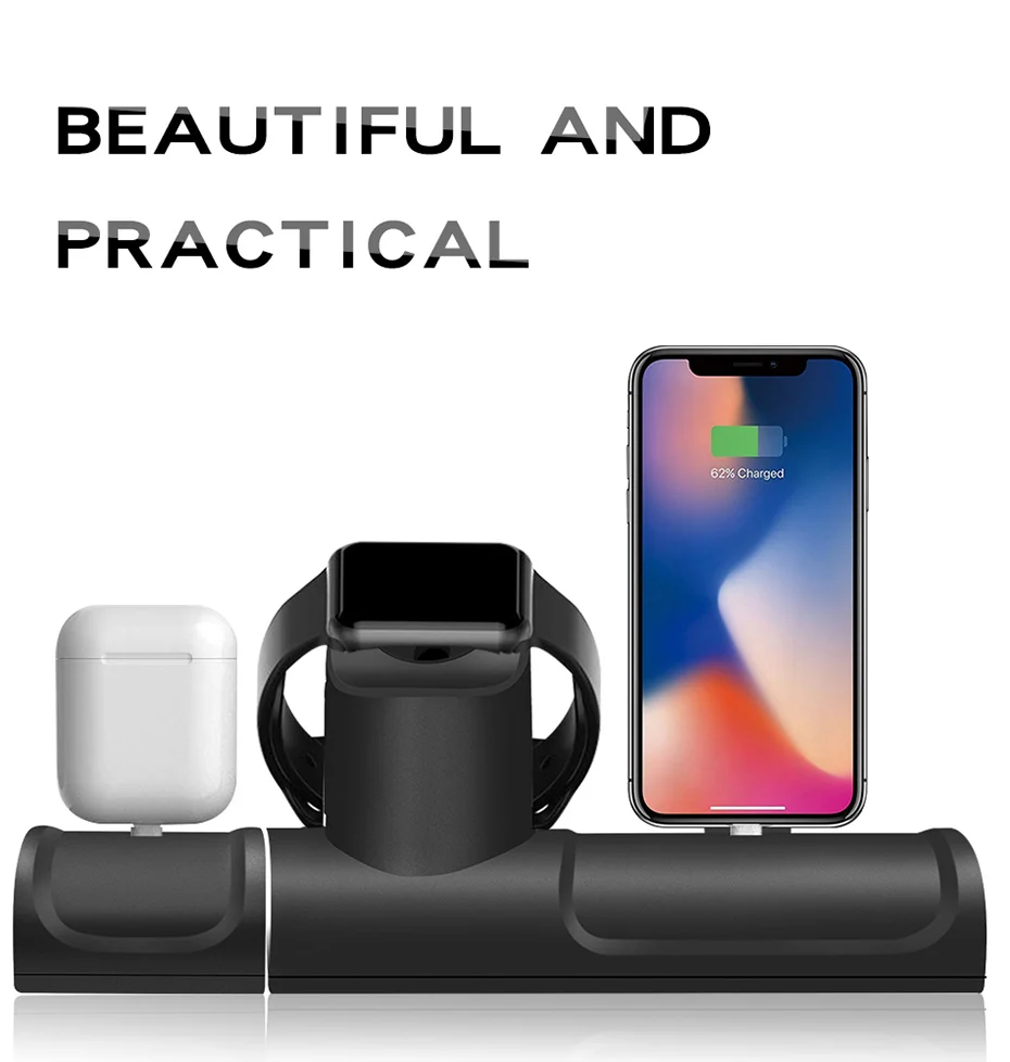 3 In 1 Charge Stand Dock Station For Apple Watch Series 432 Silicone Charge Base For Iphone XXS87 Charging Dock For Airpods (4)