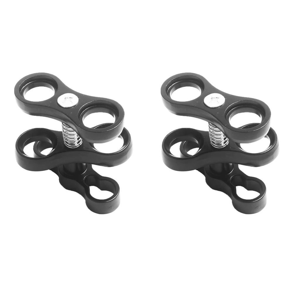 2 Pieces/Set Scuba Diving Lights Butterfly Clip Ball Joint Arm Connector Clamp Mount Black Underwater Sports Accessories