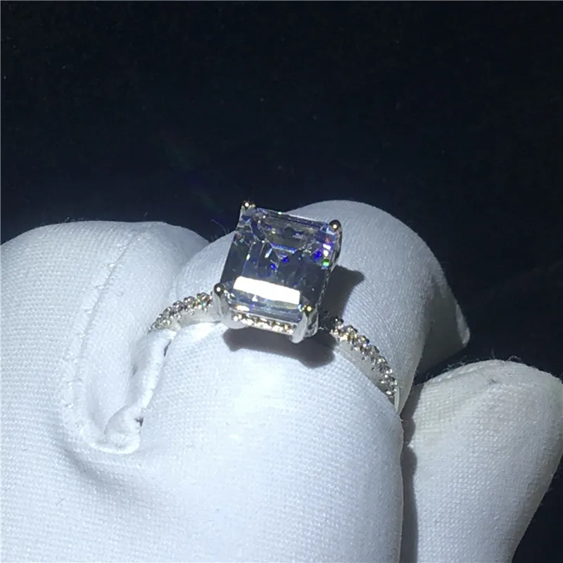 Принцесса Cut кольцо 925 пробы серебро AAAAA Сона Cz камень Вечность Обручальное кольцо для женщин Свадебные модные украшения