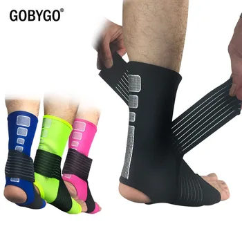 Gobygo 1Pcs Voetbal Basketbal Enkel Ondersteuning Taekwondo Elastische Enkelletsel Brace Wrap Bandjes Guard Protector Gewichtheffen