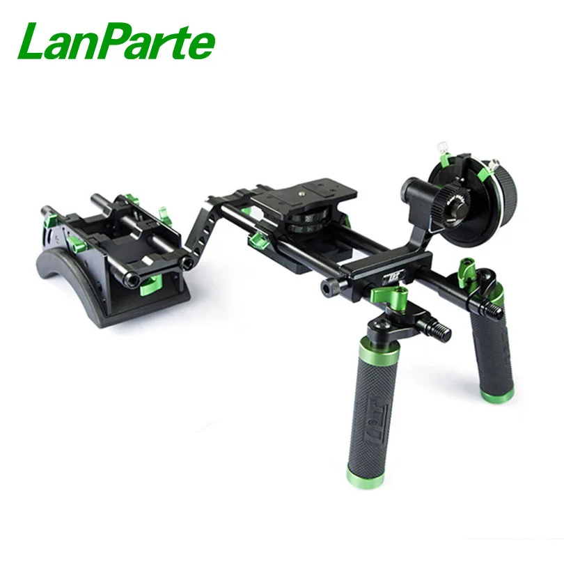 

Lanparte 15mm Double Handle Grip Camera Rig w Quick Release Baseplate DSLR Shoulder Mount Kit Mount Follow motor stop