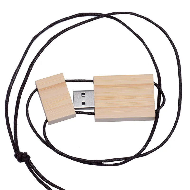 SHANDIAN Nutural деревянный USB флэш-накопитель шнурок дерево Флешка 8 ГБ 16 ГБ 32 ГБ ручка-накопитель карта памяти U диск с логотипом на заказ - Цвет: Bamboo
