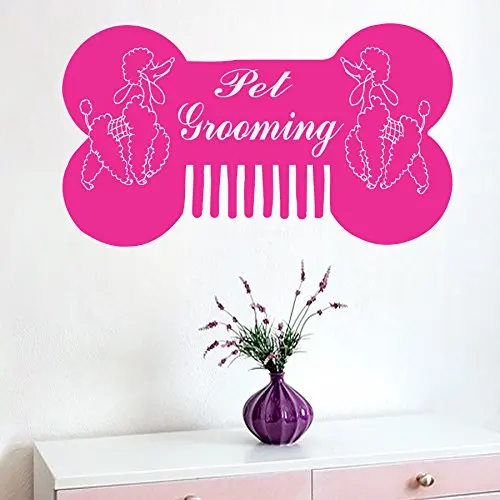 grooming salon vinyl wall decal dog cat comb scissors haircut pet