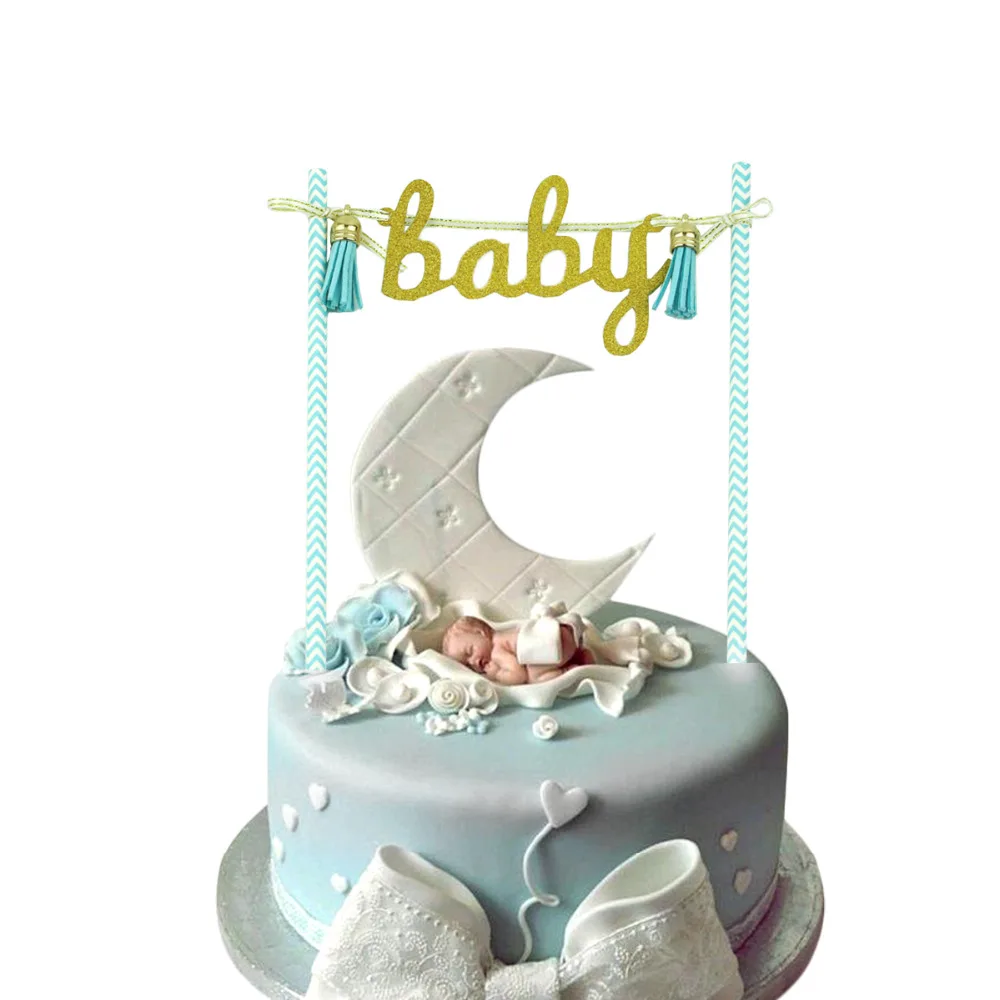 LAPHIL о торт для детского праздника Топпер Happy украшение для торта ко дню рождения его мальчик девушка Синий Розовый Babyshower Пол выявить