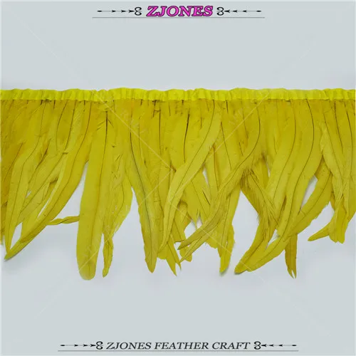 yellow 2 ярда 25-35 см с перьями из хвоста петуха отделка курицы фазана перо лента бахрома для карнавальный костюм свадебное платье деко - Цвет: yellow