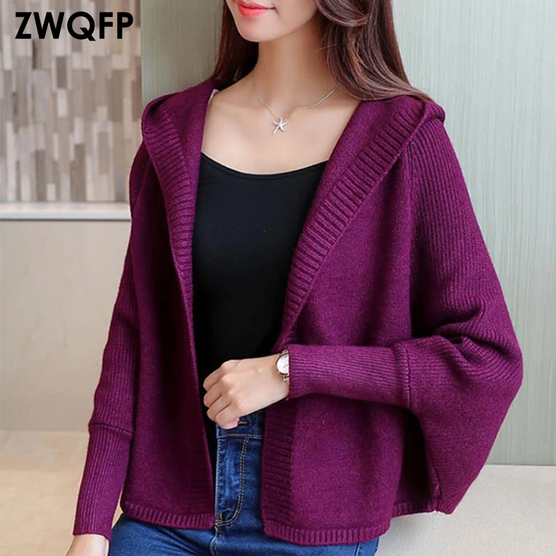 2017 Autumn Winter Sweater Knitted Cardigan Women Elegant Bat Sleeve Women Casual Cashmere