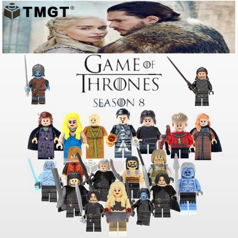 

legoings figures Game of Thrones 8 Jhon snow Khal Drogo Tyrion Lannister Alia Stark Building Blocks toys for children gifts