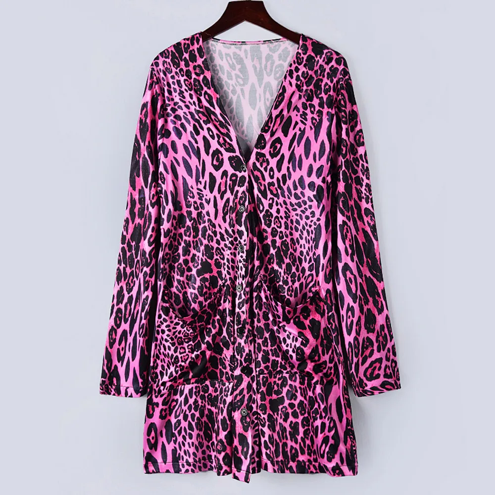Женское пальто с леопардовым принтом, Модный Кардиган с длинным рукавом и отворотами, Женская лохматая блузка, топы, верхняя одежда# VE10257 - Цвет: Purple