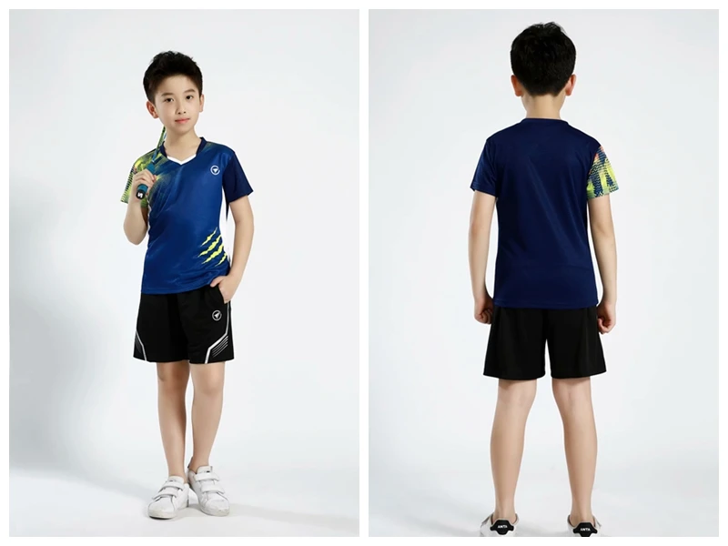 Спортивная одежда для детей, теннисная одежда спортивная рубашка для мальчиков, спортивные детские настольные теннисные наборы для девочек, быстросохнущая одежда для бадминтона