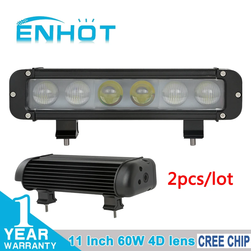

ENHOT 2PCS 4D LENS 11 INCH 60W CREE CHIP LED LIGHT BAR FLOOD SPOT COMBO BEAM FOR OFF ROAD ATV DRIVING LED WORK LIGHT BAR