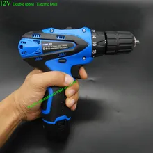 Double 2*speed 12V Waterproof Rechargeable Drill Cordless Screwdriver Electric Drill Tool Set+ Rechargeable battery+Charger