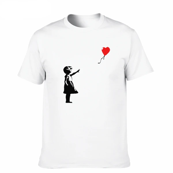 Новое поступление футболка Забавные топы футболки Kcco Balloon Girl Banksy мужская