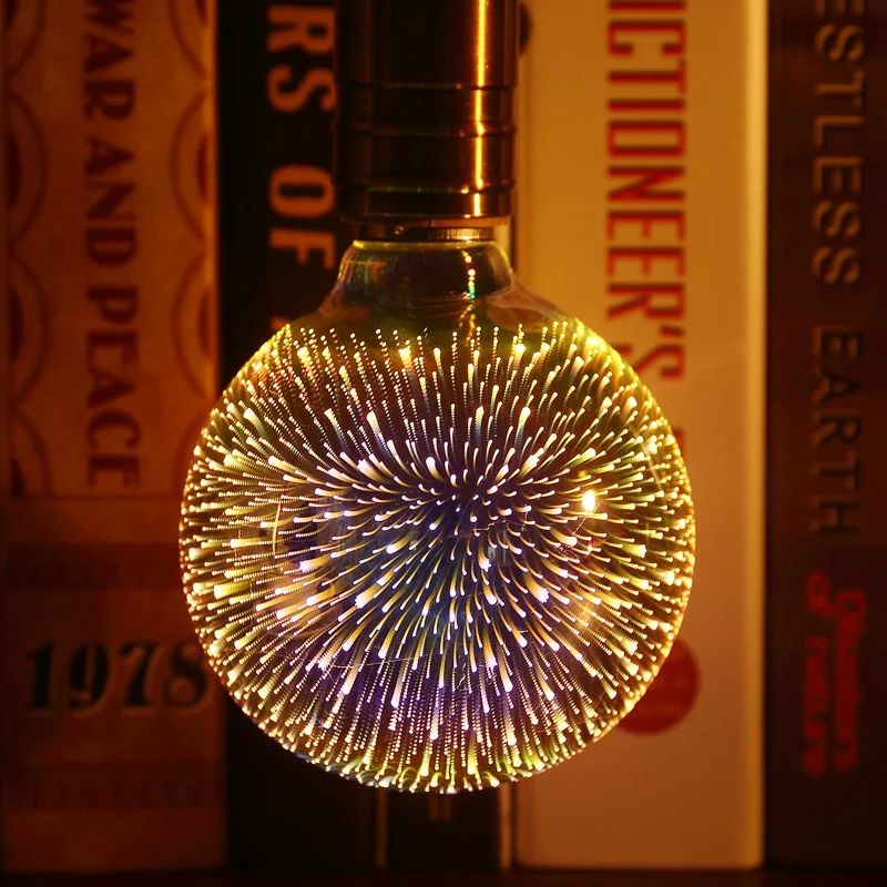 3D Звезда LED Фейерверк эффект ночник E27 декоративная лампа Эдисона G80 Светодиодная