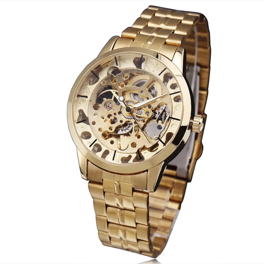 

Winner Men's Watch Fashion Business Automatic Analog Dress Stainless Steel Band Wristwatch Color Gold Bracelet Wristwatch