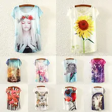 Women Fashion Loose Short Sleeve Beauty Floral Print shirt Summer Blouse Tops