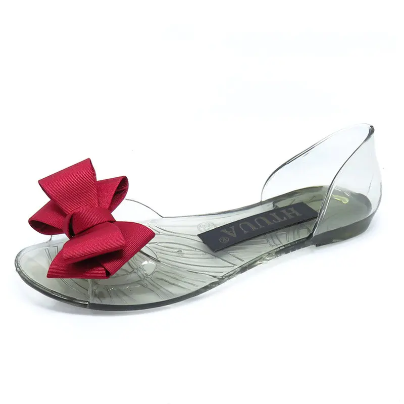 open toe jelly flats